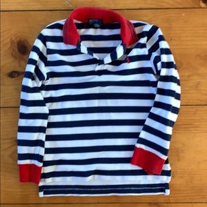 Polo Size 7 Boys Long Sleeve Striped Polo